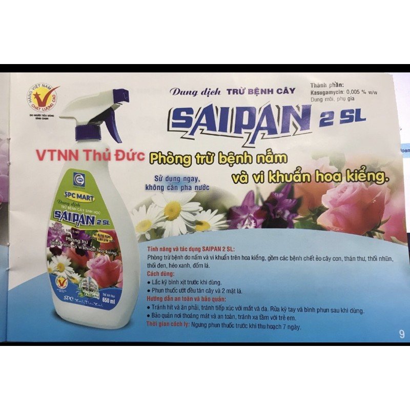 Phòng trừ bệnh sinh học do nấm, vi khuẩn SAIPAN 2 Sl
