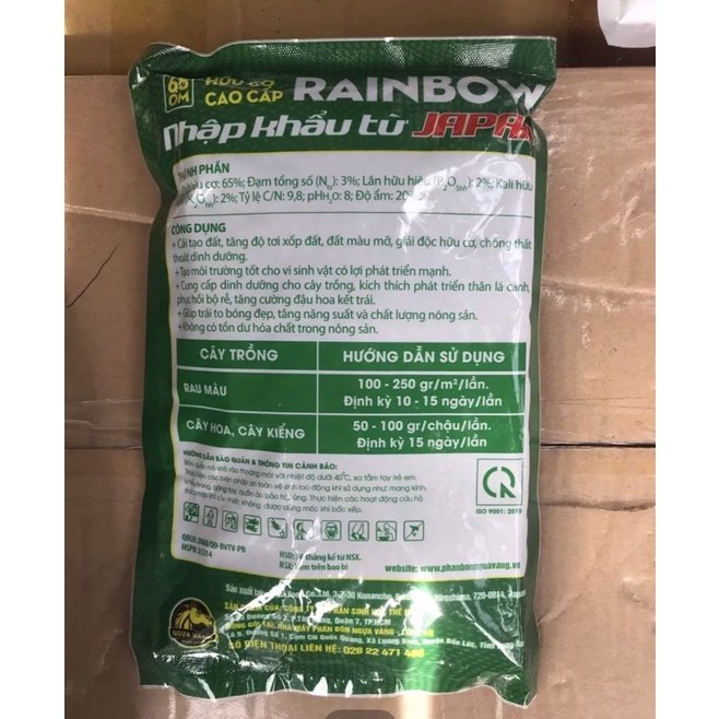 Phân hữu cơ cao cấp RAINBOW Nhật Bản gói 1kg 3
