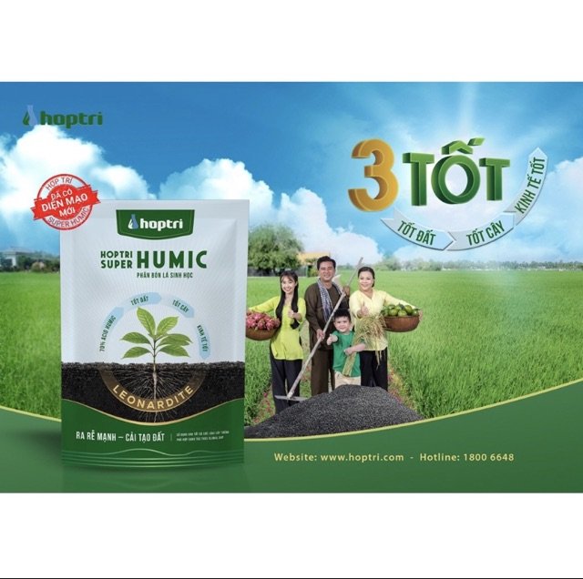 Phân bón lá hữu cơ sinh học Hợp Trí Super Humic gói 1kg 3