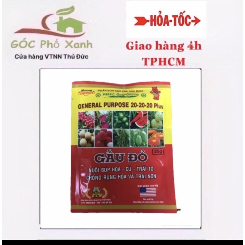 Phân bón lá dưỡng hoa nuôi trái chống rụng hoa trái non GẤU ĐỎ
