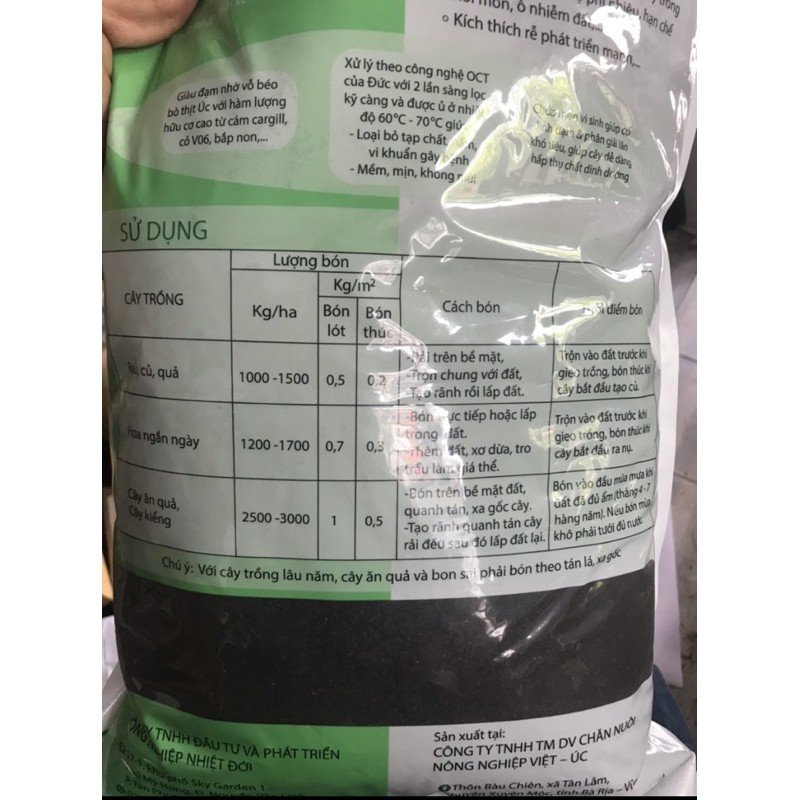 Phân bò đã qua xử lý OCT Tropical gói 3kg 2