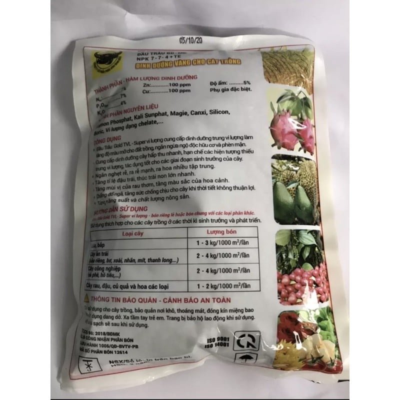 Phân vi lương Đầu Trâu Gold gói 1kg 2