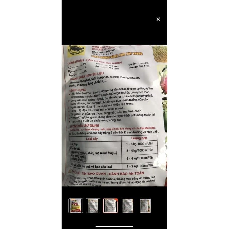 Phân vi lương Đầu Trâu Gold gói 1kg 3