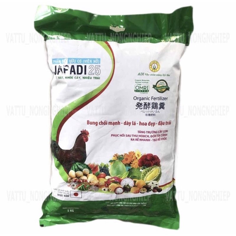 Phân hữu cơ Nhật (dạng nở) Japadi gói 5kg 2