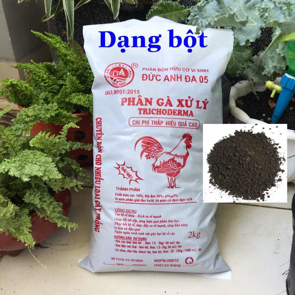 Phân gà hữu cơ vi sinh gói 2kg có dạng bột và dạng viên nén 2