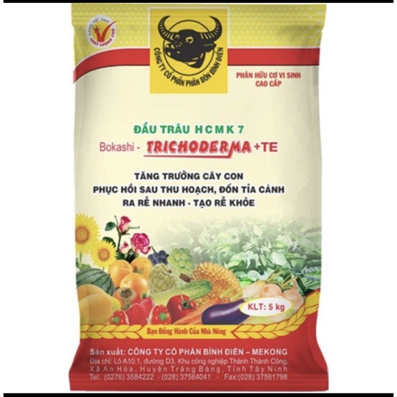 Phân hữu cơ vi sinh Đầu trâu HCM K7 gói 5kg 2