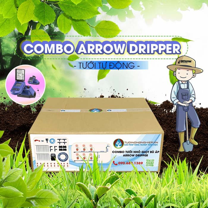 Bộ kit tưới nhỏ giọt tự động cắm tại chậu có bù áp (CB-Arrow Dripper)