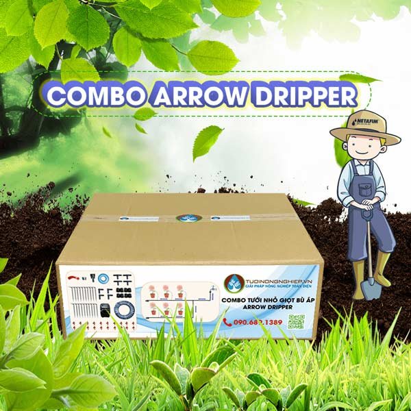 Bộ kit tưới nhỏ giọt cắm tại chậu có bù áp (CB-Arrow Dripper)