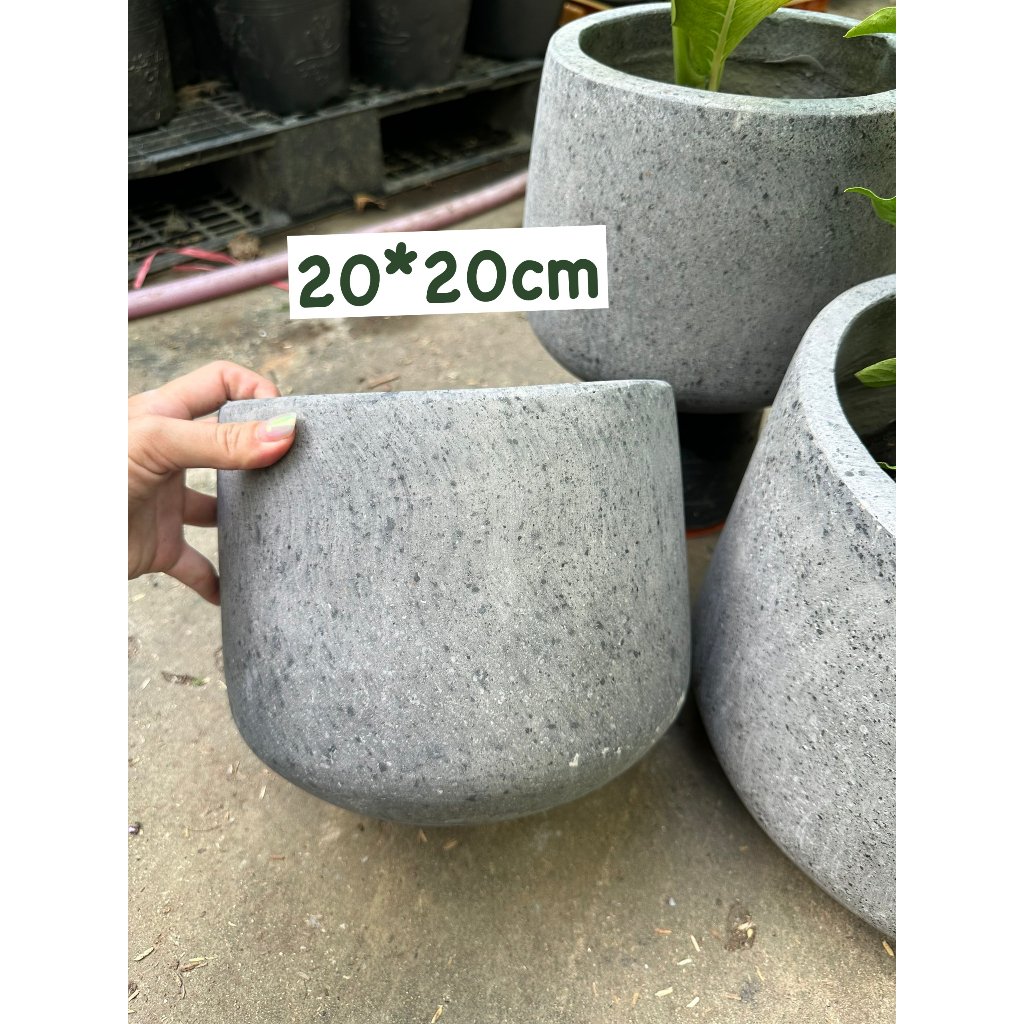 [CHỈ GIAO HOẢ TỐC] CHẬU XI MĂNG NHẸ BẦU THẤP 2 SIZE (20CM, 25CM), chậu trồng cây, chậu decor, Cây Tươi Nguyên