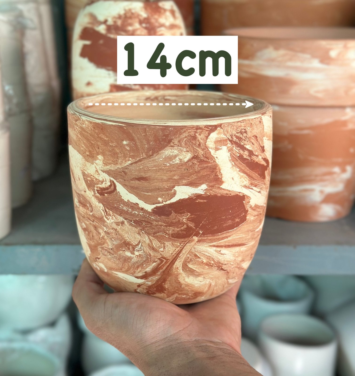 CHẬU ĐẤT NUNG LOANG MÀU TRỨNG TRÒN 10CM, 14CM, 17CM, (1 chậu),chậu trồng cây, trang trí nội thất, Cây Tươi Nguyên CTN1556 3