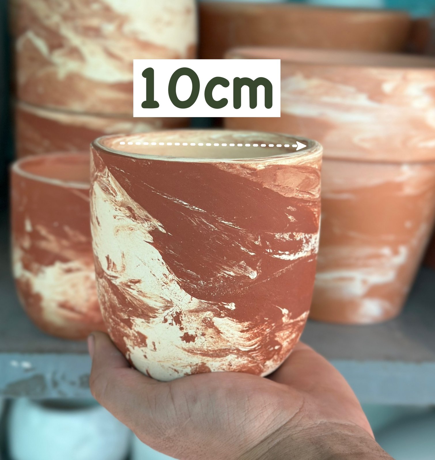 CHẬU ĐẤT NUNG LOANG MÀU TRỨNG TRÒN 10CM, 14CM, 17CM, (1 chậu),chậu trồng cây, trang trí nội thất, Cây Tươi Nguyên CTN1556 2