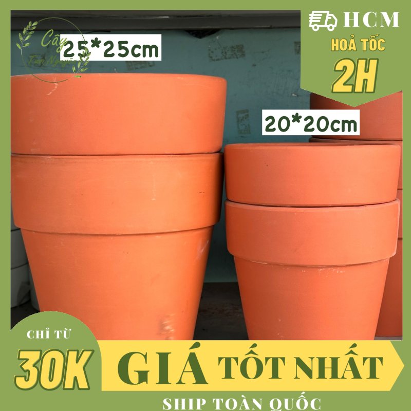 CHẬU GỜ BASIC ĐẤT NUNG 25*25CM (1 chậu), đất nung, chậu cây sân vườn, dễ thoát nước tốt cho cây, Cây Tươi Nguyên CTN1458
