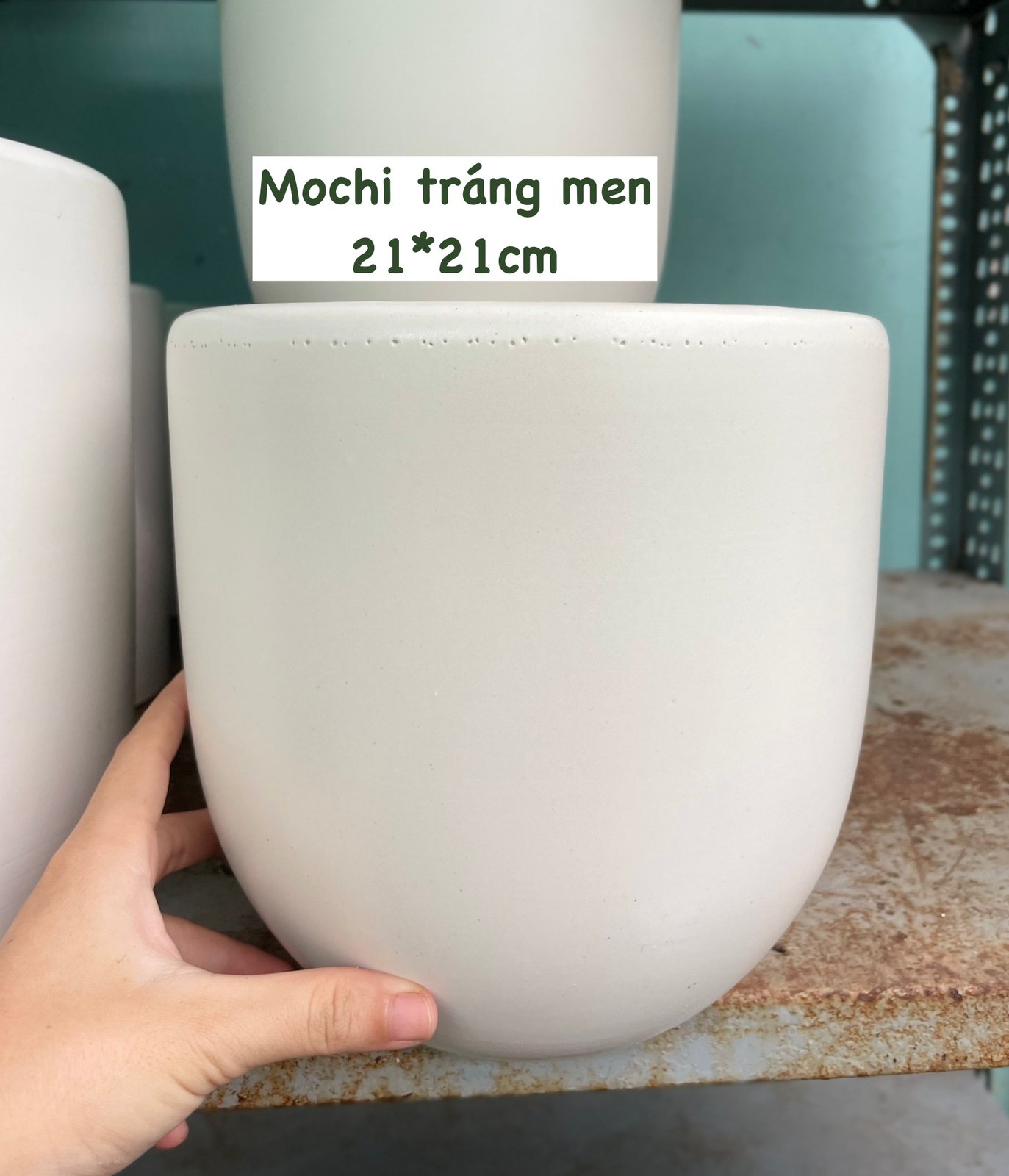 [CHỈ GIAO HOẢ TỐC] CHẬU MOCHI TRÁNG MEN TRẮNG 21*21cm (1 chậu), tráng men, chậu cây trong nhà, bền đẹp, Cây Tươi Nguyên 2