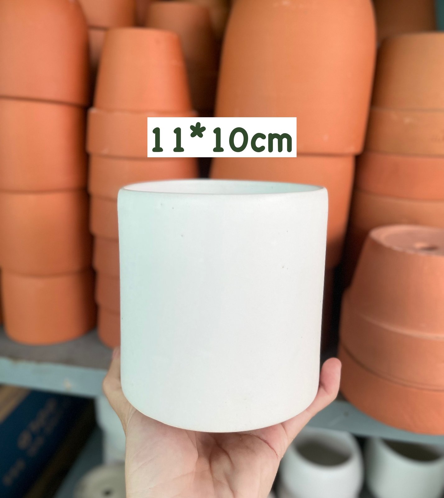CHẬU TRỤ TRÁNG MEN TRẮNG Size 11CM, 15CM, 18CM (1 chậu), tráng men, chậu cây trong nhà, bền đẹp, Cây Tươi Nguyên CTN1458 2