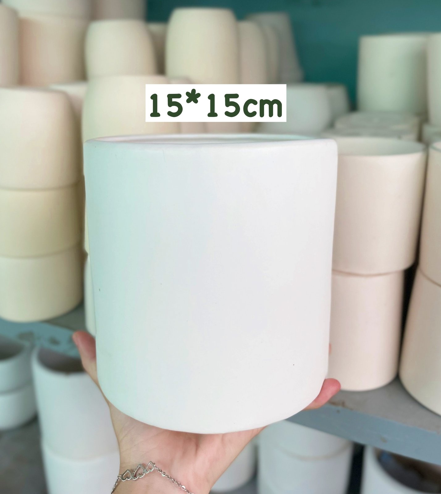 CHẬU TRỤ TRÁNG MEN TRẮNG Size 11CM, 15CM, 18CM (1 chậu), tráng men, chậu cây trong nhà, bền đẹp, Cây Tươi Nguyên CTN1458 3