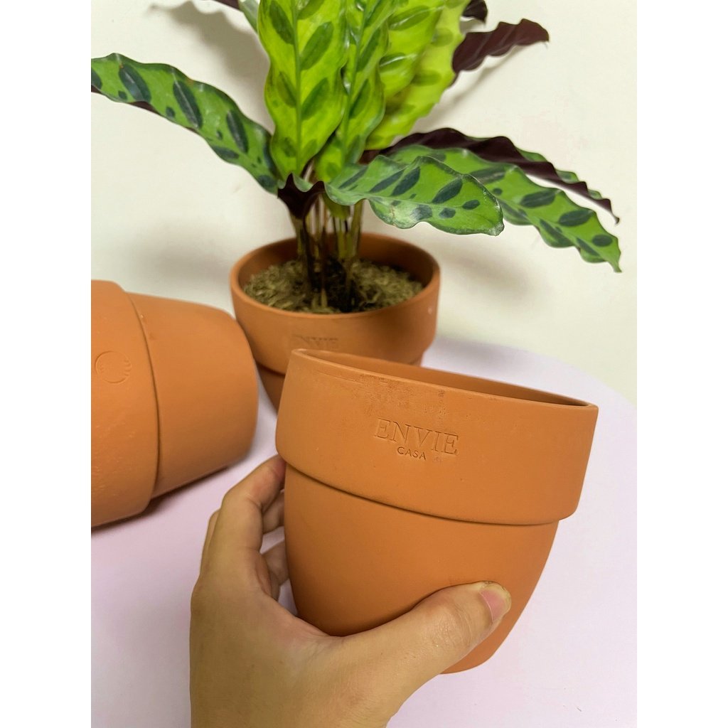 CHẬU ĐẤT NUNG TRÒN GỜ LỚN ENVIE (14*12cm) hàng Xuất khẩu, (1 chậu), chậu trồng cây, trang trí nội thất, Cây Tươi Nguyên 2