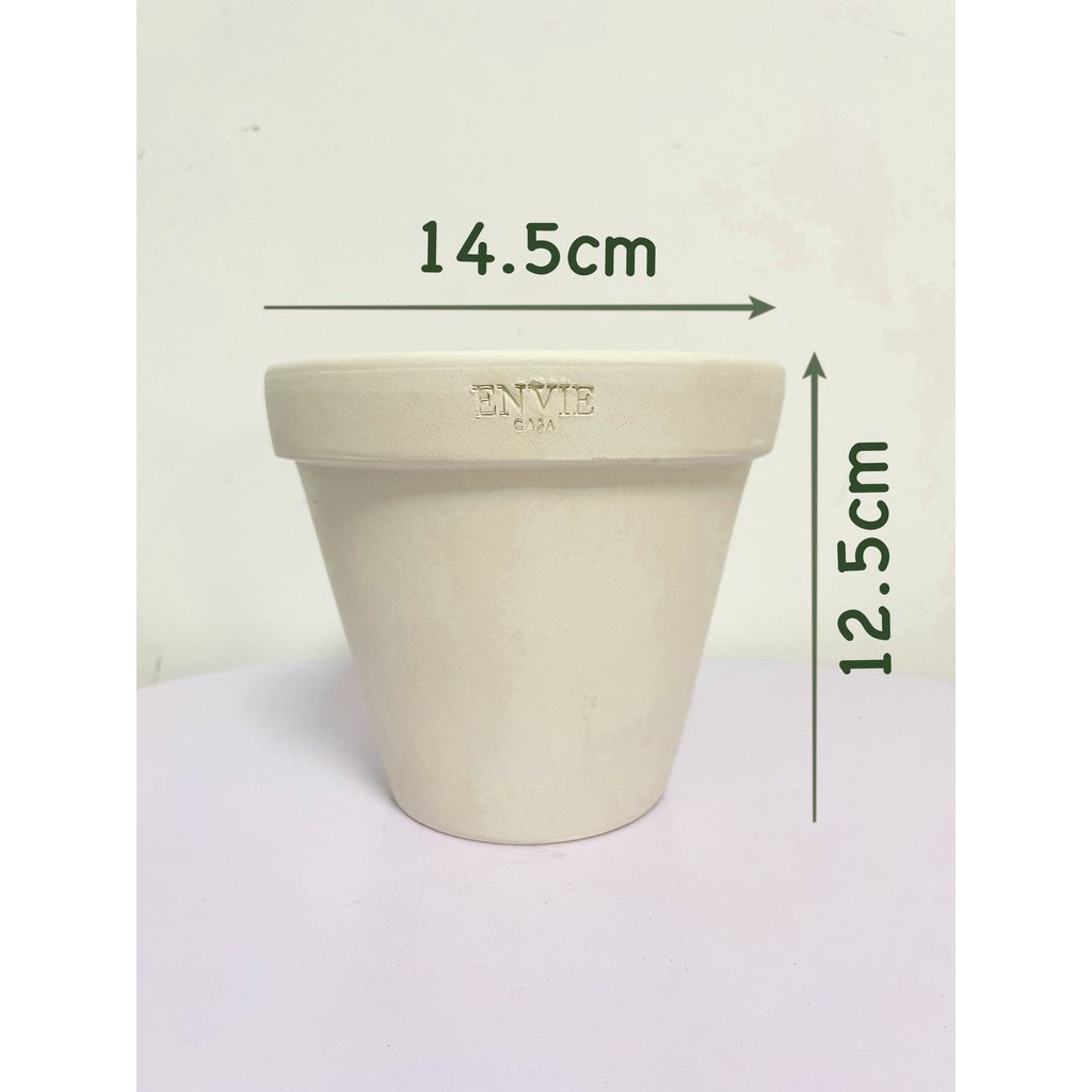 CHẬU ĐẤT NUNG TRẮNG LY GỜ NHỎ ENVIE (14.5*12.5cm) hàng Xuất khẩu, (1 chậu), trồng cây, trang trí nội thất, Cây Tươi Nguy 2