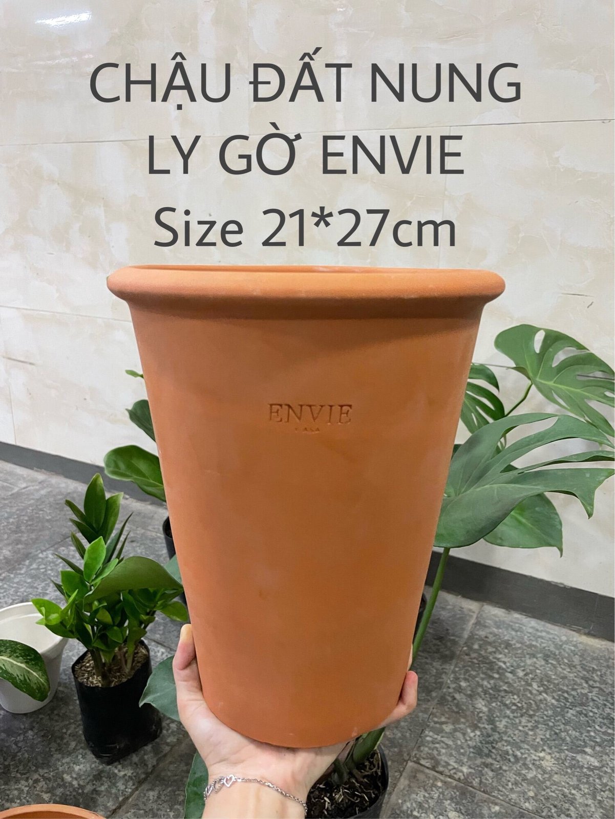CHẬU ĐẤT NUNG LY GỜ ENVIE (21*27cm) hàng Xuất khẩu, (1 chậu),chậu trồng cây, trang trí nội thất, Cây Tươi Nguyên