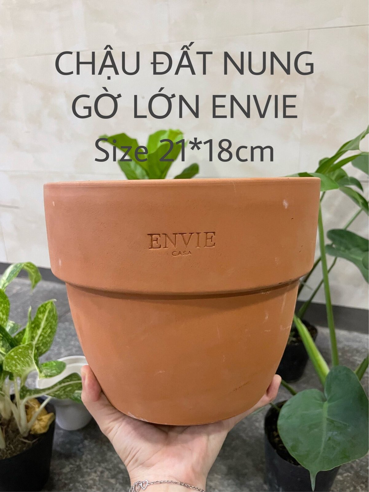 CHẬU ĐẤT NUNG TRÒN GỜ LỚN ENVIE (21*18cm) hàng Xuất khẩu, (1 chậu), chậu trồng cây, trang trí nội thất, Cây Tươi Nguyên