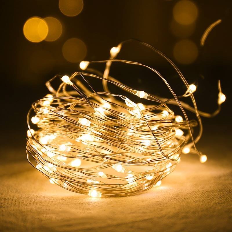 Dây đèn Fairy Light ánh sáng ấm - Loại dây mảnh, dùng pin, nhiều kích cỡ