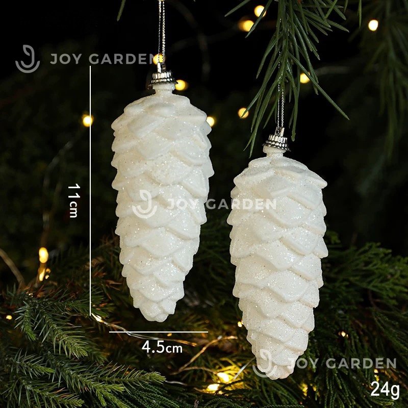 Set 2 Trái Thông Trắng/2PCS White Xmas Pinecone