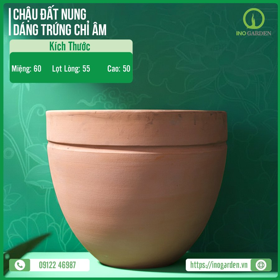 CHẬU ĐẤT NUNG DÁNG TRỨNG CHỈ ÂM