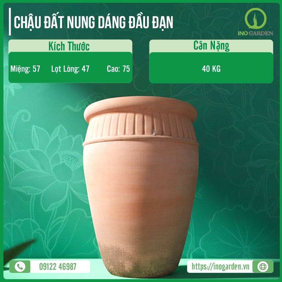 CHẬU ĐẤT NUNG DÁNG ĐẦU ĐẠN