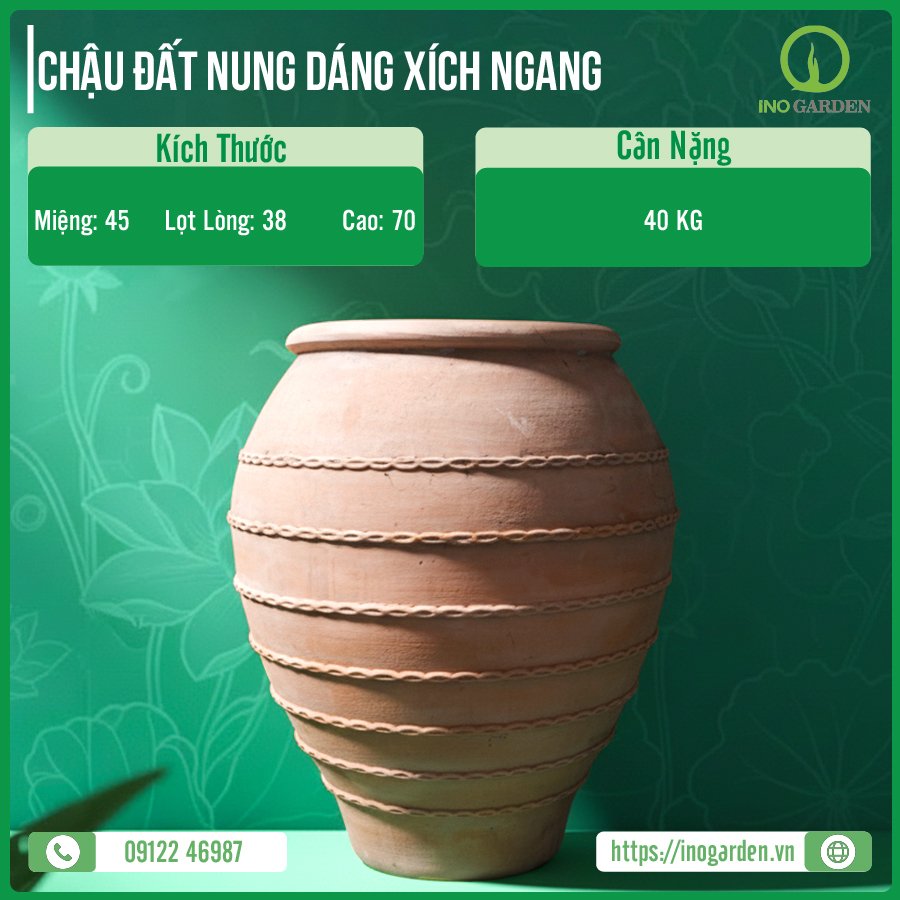 CHẬU ĐẤT NUNG DÁNG XÍCH NGANG