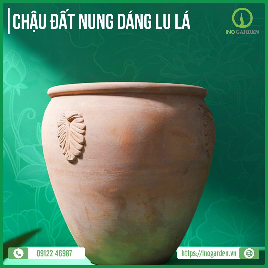 CHẬU ĐẤT NUNG DÁNG LU LÁ