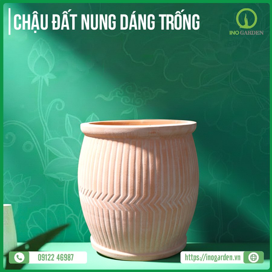 CHẬU ĐẤT NUNG DÁNG TRỐNG