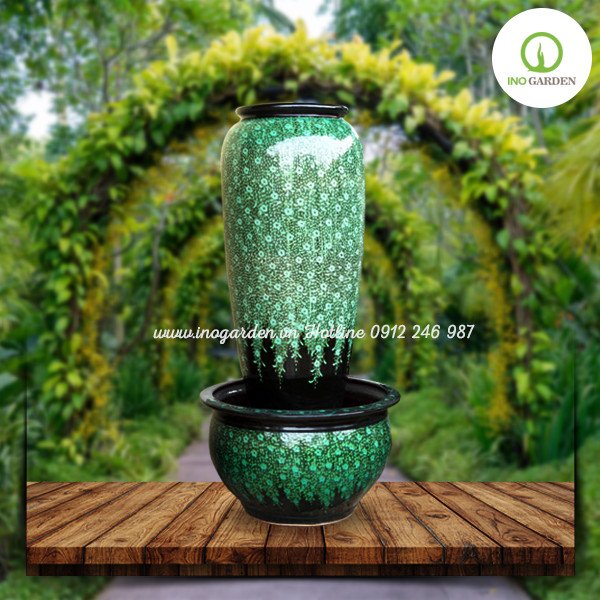 Bộ đài phun nước khắc hoa lộc vừng xanh 100 2