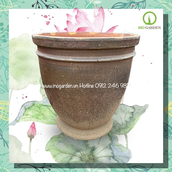 Chậu gốm lớn chỉ ngang