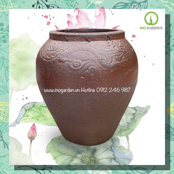 Lu gốm họa tiết rồng S4 (kích thước 40x42cm)