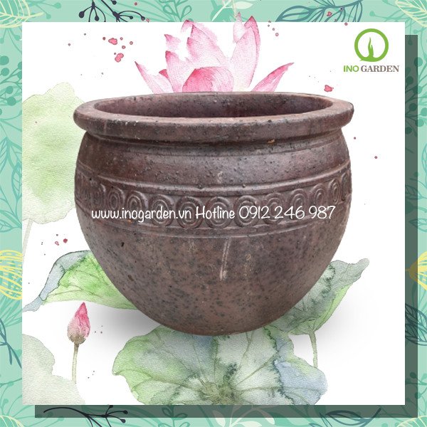 Chậu trồng cây họa tiết đồng tiền (kích thước 55x43cm)