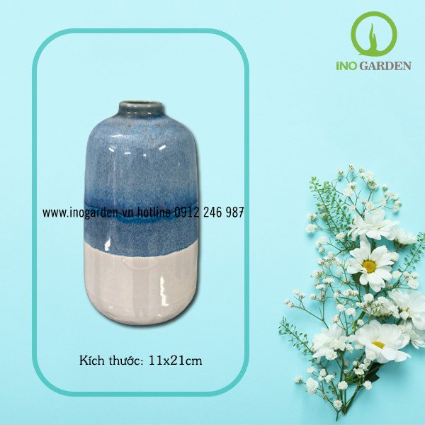 BÌNH HOA GỐM BIỂN XANH CÁT TRẮNG – MS27