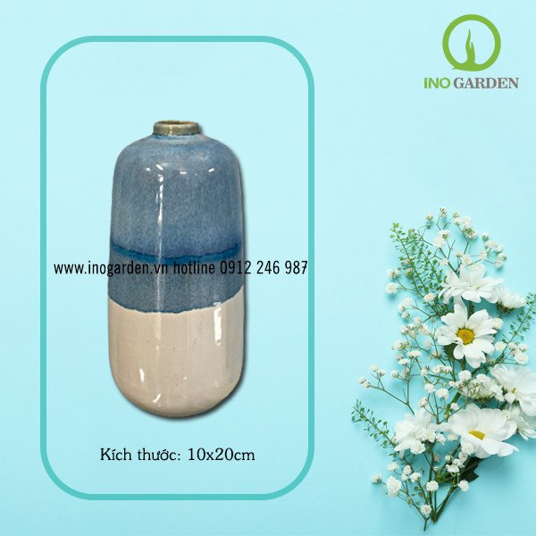 BÌNH HOA GỐM BIỂN XANH CÁT TRẮNG – MS26