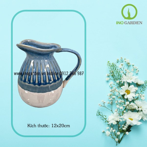 BÌNH HOA GỐM BIỂN XANH CÁT TRẮNG MS09 2