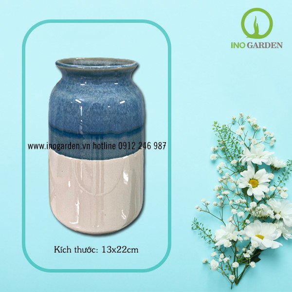BÌNH HOA GỐM BIỂN XANH CÁT TRẮNG MS04 2