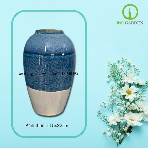 BÌNH HOA GỐM BIỂN XANH CÁT TRẮNG MS02 2