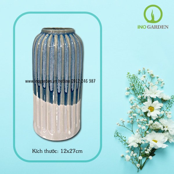 BÌNH HOA GỐM BIỂN XANH CÁT TRẮNG – 01 2