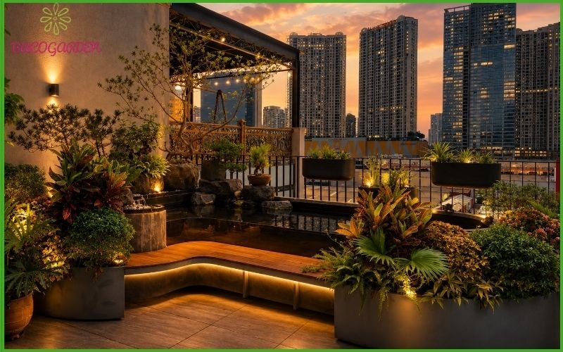 Hồ Cá Composite Dáng Uốn Hiện Đại HCDU-226 Cho Không Gian Xanh