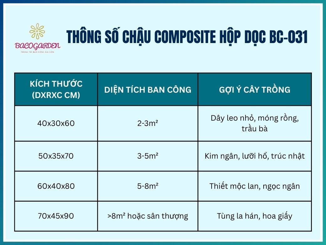 Chậu Composite hộp dọc BC-031 2