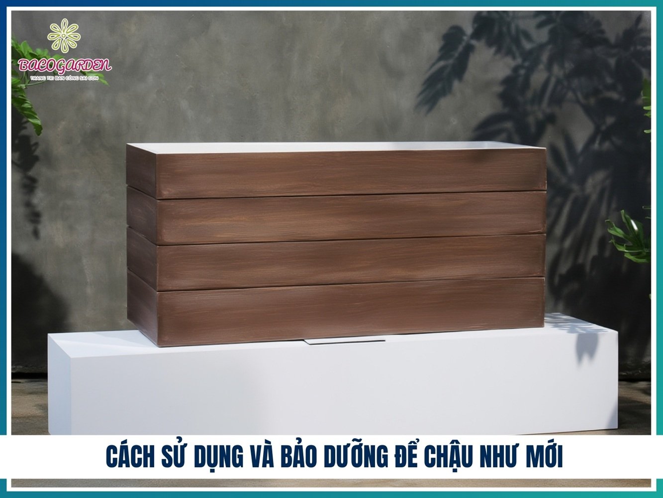 Chậu Composite sơn vân gỗ 3