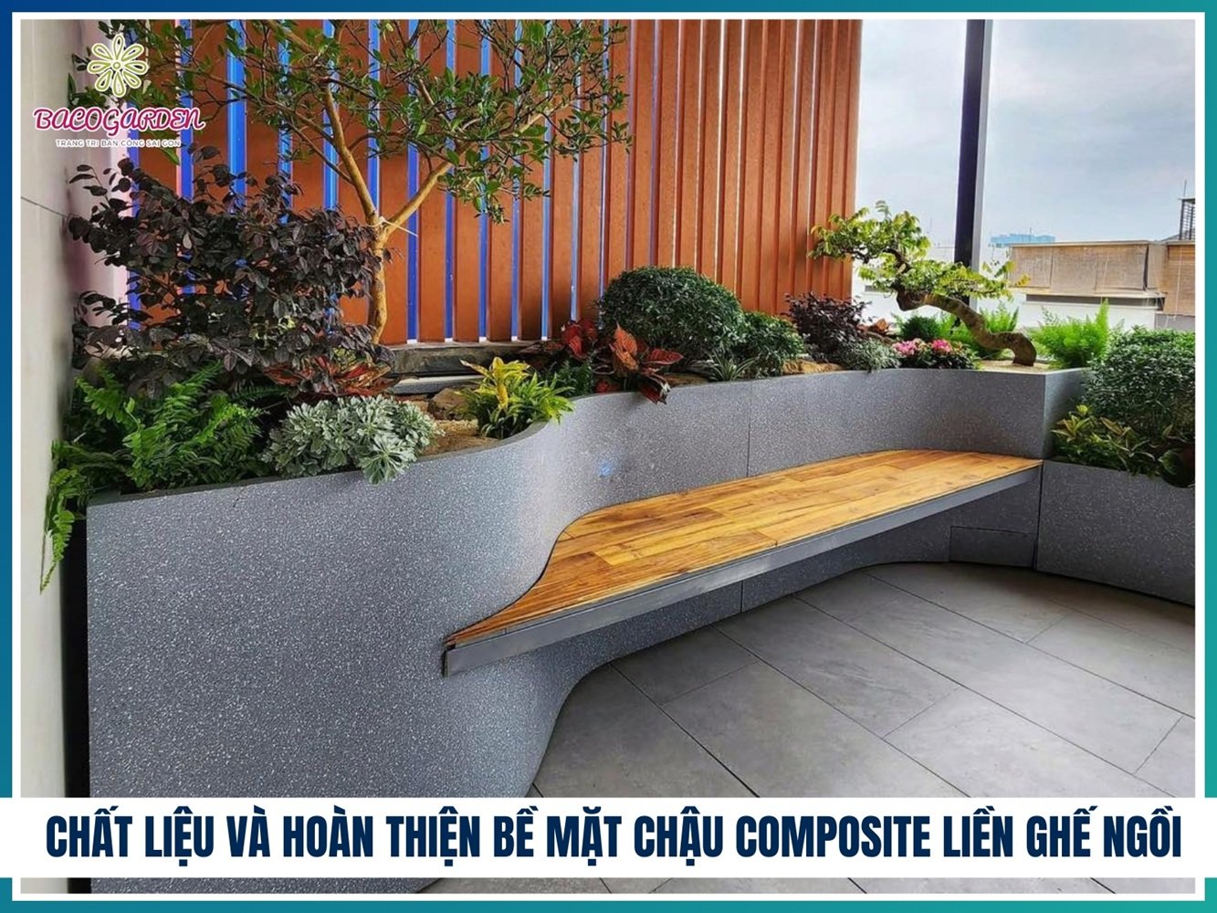 Chậu Composite liền ghế ngồi 3