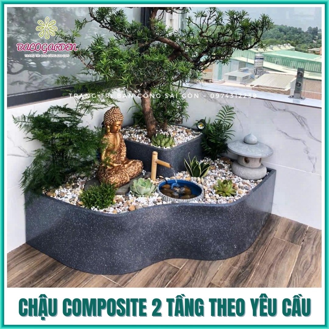 Chậu composite 2 tầng theo yêu cầu