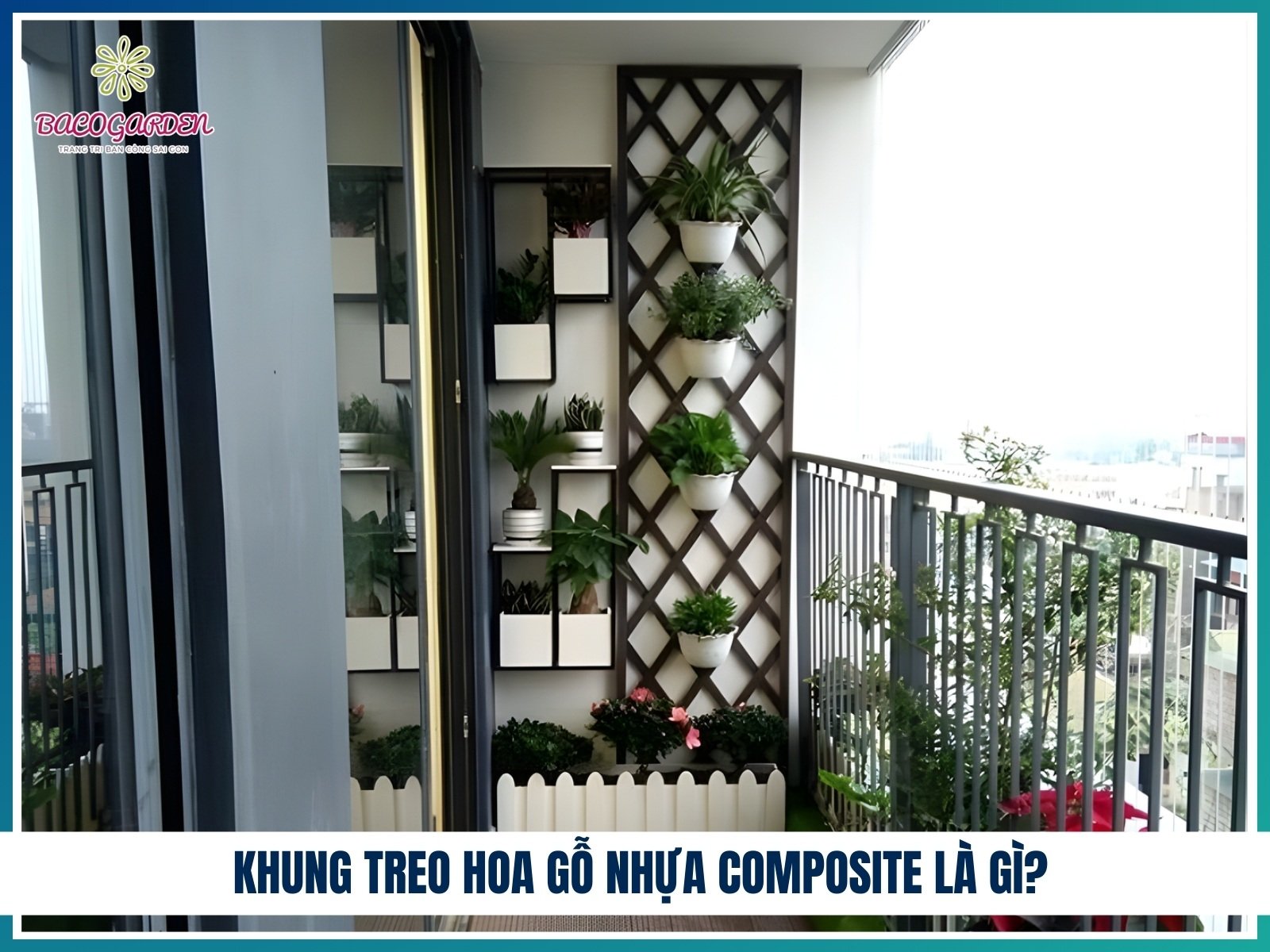 Khung treo hoa gỗ nhựa composite 2