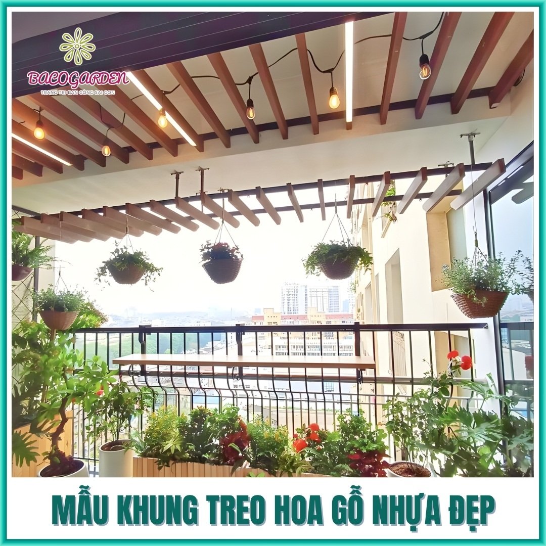 Khung treo hoa gỗ nhựa composite 3