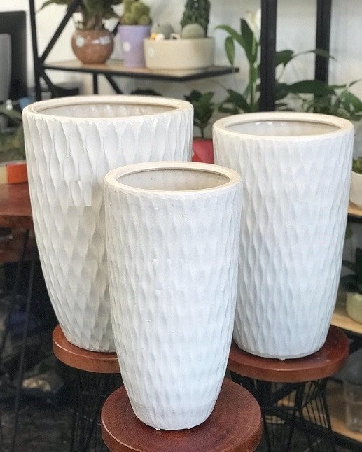Chậu sứ tráng men hình bom, vân mắt lưới 2