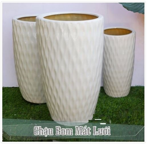Chậu sứ tráng men hình bom, vân mắt lưới