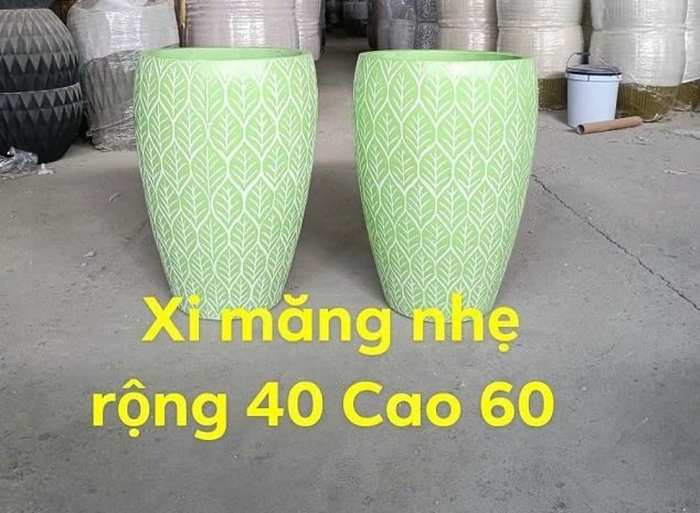Chậu Xi Măng Nhẹ Hoa Văn Chiếc Lá 40×60